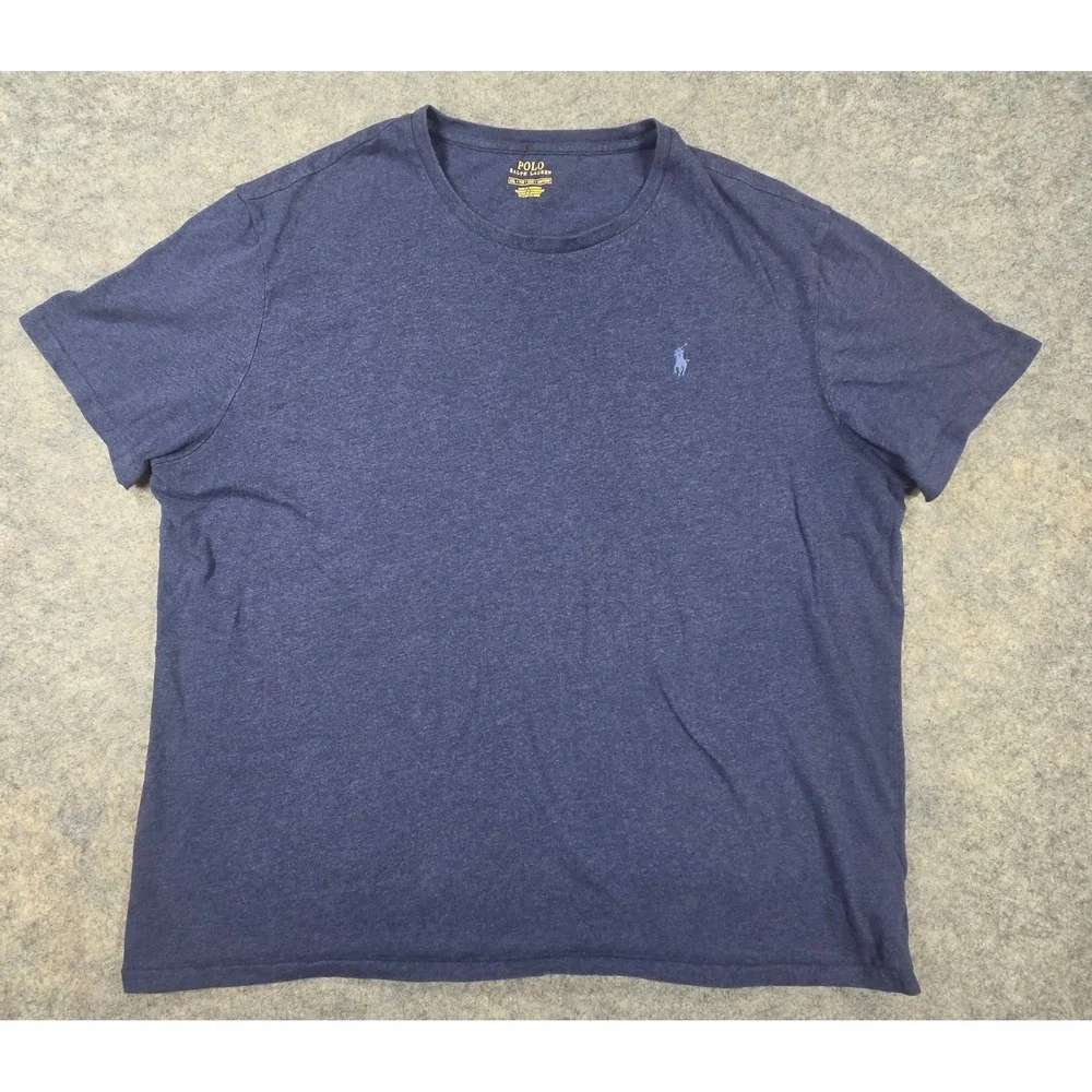 Polo Ralph Lauren Mens XXL Navy Blue Heather Cotton Short Sleeve Pony T-Shirt